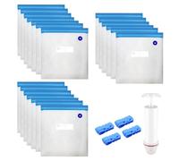 20 Pcs Sac Sous Vide Alimentaire Réutilisable 26x28cm Sans BPA Sac Mise Sous Vide Alimentaire Reutilisable avec 1 Pompe À Main 4 Clips Sacs de Mise Sous Vide pour Conserver les Aliments