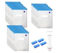 20 Pcs Sac Sous Vide Alimentaire Réutilisable 26x34cm Sans BPA Sac Mise Sous Vide Alimentaire Reutilisable avec 1 Pompe À Main 4 Clips Sacs de Mise Sous Vide pour Conserver les Aliments