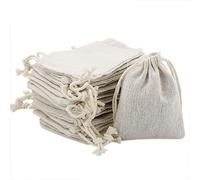 20 Pcs Sachets en Jute, Pochettes en Lin, Sac Cadeau Réutilisable, Toile de Jute Avec Cordon Rectangle pour Bijoux Cadeau Mariage (8*10cm)