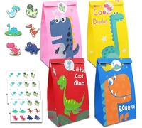 20 Pcs Sacs Cadeau Dinosaure, Sac Anniversaire Enfant Sac Cadeau Anniversaire Avec 24*Autocollants, Sachet Bonbons Anniversaire Sacs Cadeau En Papier Pour Fête Des Enfant, Célébration
