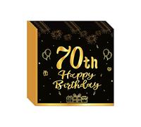 20 PCS Serviettes Papier Decoration Anniversaire 70 Ans,Serviette Papier Noir Gold,Serviettes en Papier Decorees,Serviettes pour Fêtes Joyeux Anniversaire Decoration,Kit Vaisselle Jetable Anniversaire