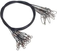20 Pcs Stainless Steel Fishing Line With Swivels And Snaps,High Strength Fishing Line Wire-147 Lbs-Black
