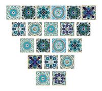 20 Pcs Stickers de Carreaux 15x15cm Autocollant Carreau Ciment Mural Style Marocain Autocollants de Carreaux Adhesifs Étanche Sticker Carrelage pour Cuisine Salle de Bains Table Escalier (Bleu)
