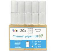 20 petits Rouleaux d'Addition pour Calculatrice avec Imprimante Calculatrices de Bureau impression Impact non thermique papier ordinaire 100% sans Bois 57 x 35 x12 mm Blanc