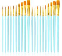 20 Pi¿¿Ces Pinceaux - Peinture Assortiment, Pinceaux Fin, Acrylique, Aquarelle, Huile Et Gouache, Bleu Clair