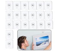 20 Pièce Adhesif Accroche Tableau Sans Percer,Attache Cadre Sans Percer,Fixation Murale Sans Percer,Accroche Cadre Pour Accroche Cadres Photo,Art Mural,Décoratives,San Trou(Transparent)
