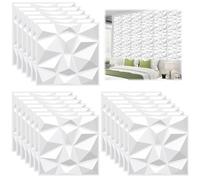 20 pièce Papier Peint 3D Brique Pierre Adhesif Mural Autocollant, Stickers Panneaux Muraux 3D Mural, Dalle Plaque PVC Adhesive Murale, Décorations Murales, Papier Peint Autocollants Décoratifs (Blanc)