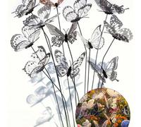 20 pièces/10 pièces Marqueurs de jardin vintage en PVC imperméable avec papillons, piquets de papillons noirs et blancs 3D, piquets de décoration de jardin avec papillons floraux - Décoration extérieu