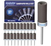 20 Pièces 1000 Grains Tambour De Ponçage pour Dremel Outils Rotatifs, Manchons de Ponçage avec Tige de 1/8" pour Polissage et Ponçage