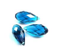 20 pièces 10x20mm perles for perles en vrac cristal larme perle de verre à facettes(Hole blue)
