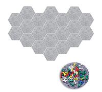 20 Pièces 14 x 12 cm Panneau de Liège Hexagonal, Tableau d'affichage Feutre Hex Auto-adhésif, Tableau en Liège Mural avec 20 épingles pour la Maison Bureau Classe Décor de Mur (Gris)