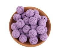 20 pièces 16/20mm perles au Crochet en bois boule de fil perles bricolage bijoux en bois collier Accessories-20pcs violet moyen-20mm
