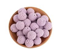 20 pièces 16/20mm perles au Crochet en bois boule de fil perles bricolage bijoux en bois collier accessoires-20pcs lilas violet-20mm