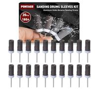 20 Pièces 180 Grains Tambours de Ponçage pour Outil Rotatif Dremel, Mèches de Ponçage, Manchons Abrasifs Avec des Tiges de 3 mm, Manchons de Ponçage pour Le Ponçage Et le Polissage Métallique.