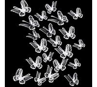 20 Pièces 2 Tailles Patch de Broderie Couture de Papillon Patchs en Organza de Papillon Double Couche Applique Papillon en Dentelle pour Mariage Robe de Mariée Couture Artisanat DIY