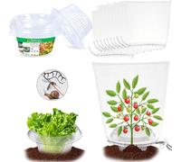 【20 Pièces+20 Pièces Filet】Colliers d'escargot, anti-escargot, anneaux de salade, pour repousser les escargots améliorée de 99 %, Protection des Plantes de PET Salade en Plastique，Ø24 cm, Transparent