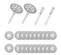 20 Pièces 22 mm Mini Disque Diamant à Tronçonner, Disques de Coupe pour Outil Rotatif avec 4 Pièces 3 mm Mandrin pour Dremel pour Couper Métal Pierre Verre Céramique