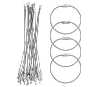 20 Pièces 25 cm Porte-clés en Fil, porte-clés en acier inoxydable, Câbles Porte-Clés en Fil Métallique avec Serrure à Vis, multifonction, pour Randonnée en Plein Air, Pendre Étiquette de Bagage