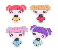 20 Pièces 3.5x1.2cm Multicolore Mignon Fille Boutons En Bois Pour Enfant Tissu Bricolage Scrapbooking Décoration Couture Accessoires