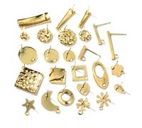 20 pièces 316 acier inoxydable couleur or géométrique boucle d'oreille goujon boucle d'oreille messages connecteur pour bricolage boucles d'oreilles bijoux faisant des fournitures M5-47