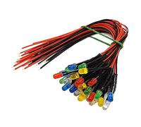 20 Pièces 3V 5V 12V 24V DC 3mm/5mm Rouge/vert/bleu/rvb Rond Pré-câblé Eau Claire LED Pré-câblé Diodes Filaires Modèle De Voiture Lumières,Flash Lent Coloré,Lentille Claire 6V 3mm