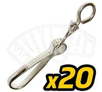 20 pièces - 40 mm mousqueton Simplex acier nickelé fermoirs mousquetons crochet pivotant