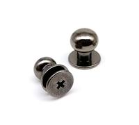 20 pièces 5-10mm en laiton massif cuivre tête sphérique ronde Chicago vis arrière poste mamelon clou Rivet for sac en cuir sac à main ceinture réparation(Gun black,Head diameter 6mm)