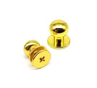 20 pièces 5-10mm en laiton massif cuivre tête sphérique ronde Chicago vis arrière poste mamelon clou Rivet for sac en cuir sac à main ceinture réparation(Golden,Head diameter 5mm)