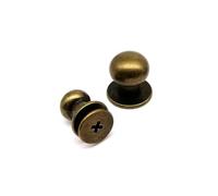 20 pièces 5-10mm Laiton Massif cuivre Rond tête sphérique vis arrière Poste Mamelon Goujon Clou Rivet for Cuir Sac Sac à Main Ceinture réparation(Antique Brass,Head Diameter 10mm)