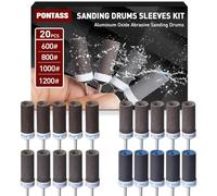 20 Pièces 600/800/1000/1200 Grains Tambours de Ponçage pour Outil Rotatif Dremel, Mèches de Ponçage, Manchons Abrasifs Avec des Tiges de 3 mm, Manchons de Ponçage pour le Ponçage et le Polissage
