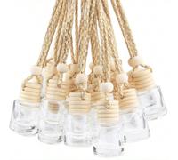 20 Pièces 8ml Diffuseur De Désodorisant De Voiture Suspendu, Flacon En Verre Vide Clair De Diffusion D'huile Essentielle, Arôme De Parfum D'aromathérapie, Vases En Verre De Pendentif, Décoration De Ma