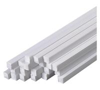 20 Pieces ABS Square Rod Length 500Mm, White Plastic Solid Bar Side 1-6Mm Suitable for DIY Sand Table Model, length 1mm(Side length 4mm)