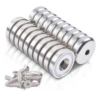 20 pièces aimants 20 kg de force 25 x 7 mm aimant néodyme avec trou et capsule, aimants forts avec trou, aimants néodyme extra forts, disques de force, aimant-pot à tête fraisée avec vis