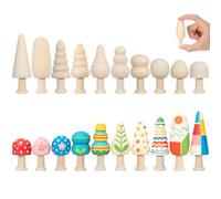 20 pièces arbres en bois à décorer 10 modèles beige pour DIY | Surface lisse et plate, bois brut à peindre librement, convient aux ateliers de peinture, style simple et artistique