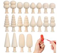 20 pièces arbres miniatures en bois beige, 10 modèles, surface lisse | À peindre et à colorier librement, pour bricolage DIY, décorations de maison, lot pratique de 2 pièces