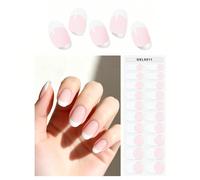 20 pièces Autocollants pour ongles en gel semi-durcis, ongles à pression Dopamine Été Y2K Coupe du Monde, enveloppes d'ongles UV French blanc, pointes d'ongles gothiques à couverture complète, autocol