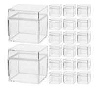 20 Pièces avec Couvercle Boîte Carrée en Plastique pour Bonbons | Petite Boîte Transparente, Forme Cube, Rangement Stable, pour Desserts et Fêtes, Usage Quotidien