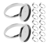 20 Pièces Bague de Lunette Réglable 10mm en Acier Inoxydable | Surface Plate Gravable, Support Ajustable pour Résine et Cabochons, Finition Argentée, pour Créations Artisanales