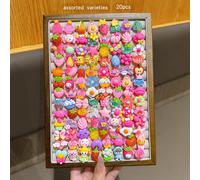 20 pièces Bagues colorées assorties de dessins animés, convenant pour un port quotidien Taille UniqueABS