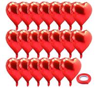20 Pièces Ballons En Forme De Coeur Rouge Avec Rubans, Ballons En Aluminium De 18 Pouces, Ballons À L'Hélium, Décoration Romantique De Fête, Ballons De Décoration De Mariage