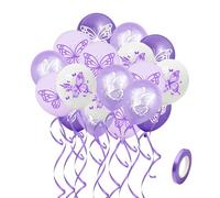 20 Pièces Ballons Papillon Violets, 1 Rouleau De Ruban Violet, Papillons De Décoration D'Anniversaire, Décorations D'Anniversaire Violettes, Ballons En Aluminium Papillon Bleu Et Violet