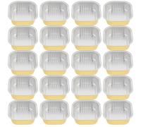 20 Pièces Barquette Alimentaire en Aluminium 300ml Carrée Jaune