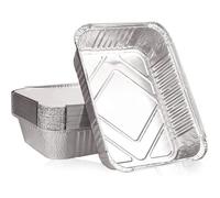 20 Pièces Barquette Aluminium 1000ml Couvercle - Plat Jetable Grande Boîte Alimentaire BBQ Cuisson Congélation