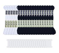 20 Pièces Blanc Fils de Broderie Noirs avec 20 bobines de Soie, Fil à Broder de Point de Croix Noirs de Couture en Coton Fils à Coudre pour Tricot (Noir & Blanc)