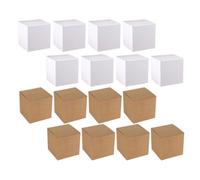 20 Pièces Boîte Présent en Carton Kraft Blanc, Pliée | Prépliée, Montage Rapide, Format Carré, pour Bonbons et Chocolats, Usage Boulangerie, Noël