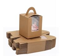 20 Pièces Boîtes à Cupcakes avec Poignée, Boîte à Cupcakes Individuelle, avec Fenetre et Poignée, avec Inserts Contenan pour Cookies, Muffin, Dessert, Pâtisserie, Fête, Mariage