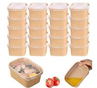 20 Pièces Boîtes à Salade En Papier Kraft 500ml, Oléofuges Avec Couvercle | Boîtes à Emporter Réutilisables Barquette Carton, Imperméables, pour Plats à Emporter, Salade Fitness Et Voyage