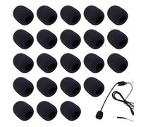 20 Pièces Bonnette Micro pour Micro-cravates, Mousse Mini Microphone Casque Moto Pare-brise, Pour La Salle De Classe, La Salle De Conférence, Interviews D'Actualités, 8 x 22 x 30 mm, Noir
