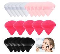 20 Pièces Bouffées de Maquillage Triangle, Houpette Maquillage, Bouffées de Poudre Triangle avec Sangle, Houpette en Coton Réutilisable, pour Femme Visage Maquillage (4 couleurs)