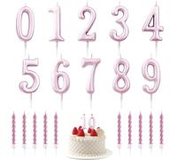 20 Pièces Bougies Anniversaire,Bougies de Gâteau Chiffre Kit,Bougies de Gâteau en Spirale d'or rose,Bougie Gateau Anniversaire,Bougies d'anniversaire Nombre,0-9 Bougies de Joyeux Anniversair